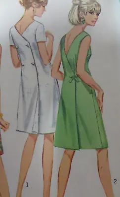 Vtg 60's Simplicity 7079 ONE-PIECE BACK-WRAP DRESS Sewing Pattern Women Size 16 • $19.99