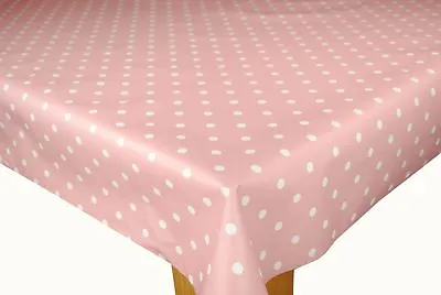 Pink Polka Dot PVC Vinyl Wipe Clean Oilcloth Tablecloth • £7.99