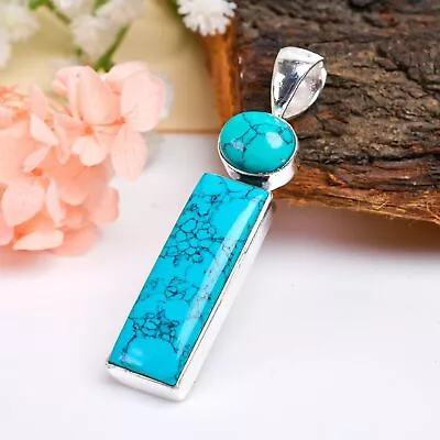 Turquoise Pendant - Handmade Silver Pendant - Gift For Women- Designer Pendant • $29.58
