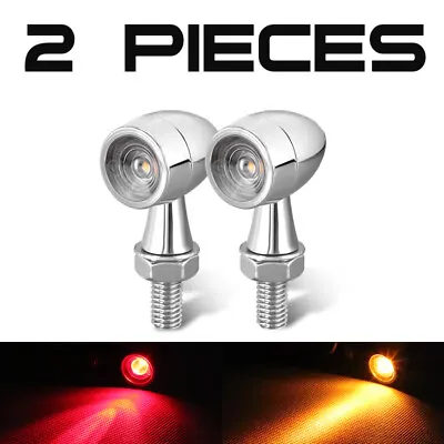 Chrome Motorcycle LED Bullet Mini Turn Signal Brake Light Blinker For Cafe Racer • $13.98