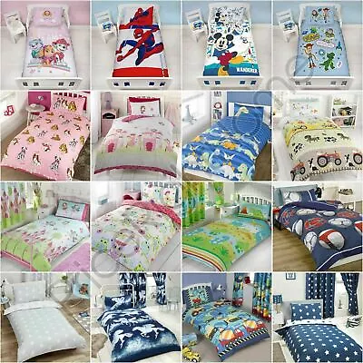 Kids Junior Toddler Duvet Cover Set Bedding - Stars Clouds Dinosaur Disney • £10.49