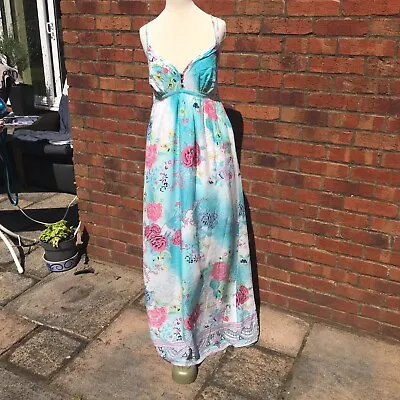 Multi Coloured Maxi Dress1/2 Lined By M&S /Indigo-size10(worn Once) • £4.99