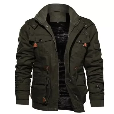 Men Winter Jackets Military Coats Multi-pocket Cargo Cotton Casual  Warm Parkas • $134.39