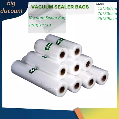 Vacuum Sealer Rolls Bags Food Storage Bag Strong Seal Embossed Vac Big Discount • $4.99
