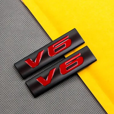 $9.99 • Buy 2x Black & Red V6 Engine Metal Emblem Rear Trunk Fender 4wd Sport Badge Sticker
