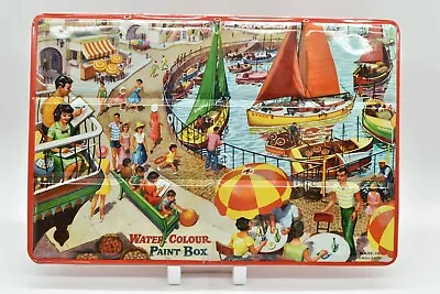 Waterfront Scene Paint Box - VINTAGE METAL PAINT SET Tin Litho Page Of London • $45