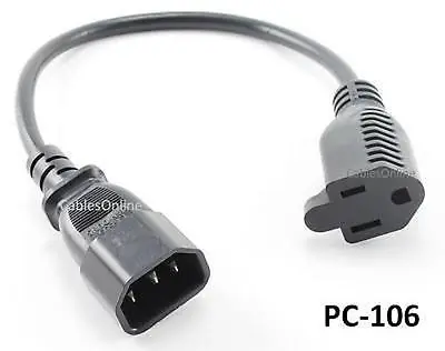 12inch Monitor To PC Power Extension Cord / Cable 3-Prong  PC-106 • $5.25