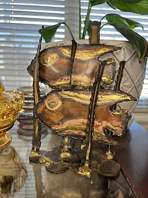 Vintage C. JERE Style Fish Brass Copper Sculpture MCM Brutalist Metal Art • $149.99