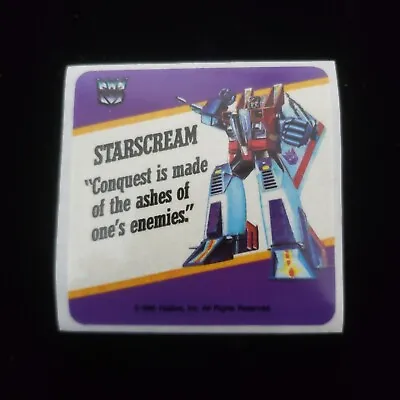 Transformers 1985 G1 Series 1 Hasbro Card Motto Sticker Starscream • $8.85