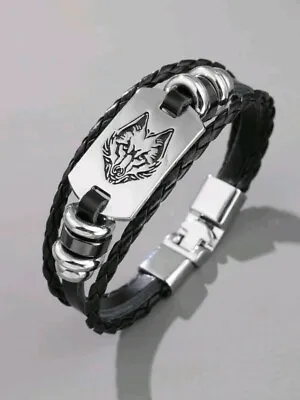 £5.75 • Buy Wolf Pu Leather Bracelet, Gothic, Punk, Biker, Emo, Rock,  Alternative 🇬🇧 P&p