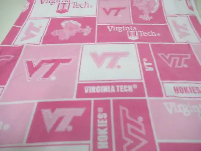 Licensed NCAA FLEECE Fabric VIRGINIA TECH HOKIES 1 1/4 Yds (vat-018)) Alt Pink • $9.77