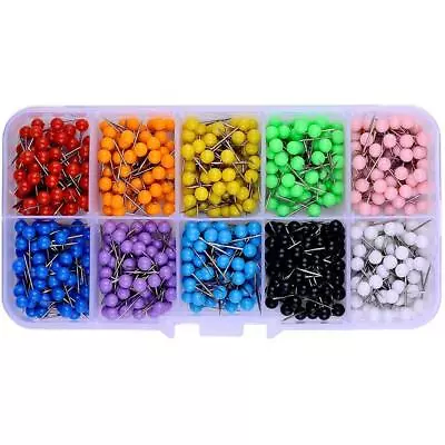 600 PCS Multi-color Push Pins Map Tacks 1/8 Inch Round Head With Stainless • $10.69