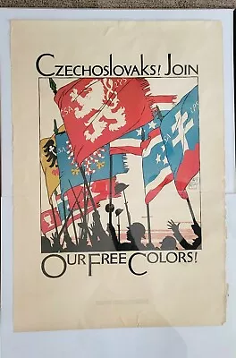 Vintage 1918 Original Czechoslovakian Propaganda WWI Poster By Vojtech Preissig  • $495