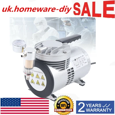 $84.55 • Buy 1/6HP Oil-free Diaphragm Lubrication Vacuum Pump Suction Pump With Vacuum Gauge