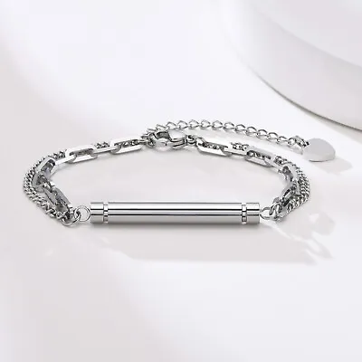 Men Women Bracelet Ashes Urn Cylinder Charm Memorial Cremation Heart Chrm Tag • $13.99