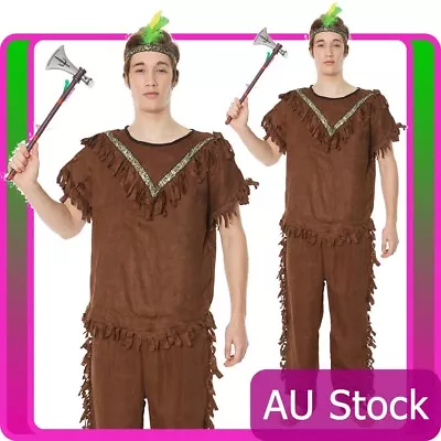 Mens Noble Warrior Native American Indian Halloween Fancy Dress Adult Costume • £13.57