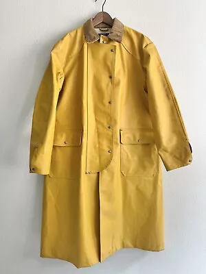 Polo Ralph Lauren Men’s M Yellow Rubberized Canvas Trench Coat Vintage 80's • $1199