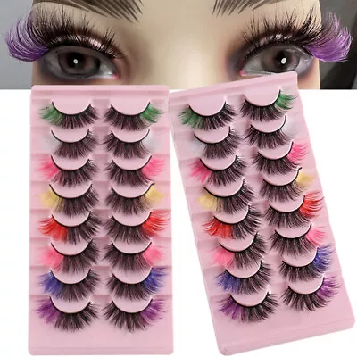 Women 8D Mink Eyelashes Lashes Mix Color False Eyelashes Fluffy 7 Pairs Z • £5.52