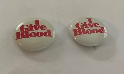 Vintage Pin Back Buttons Set Of 2 Red Cross 60s/70s I Give Blood • $2