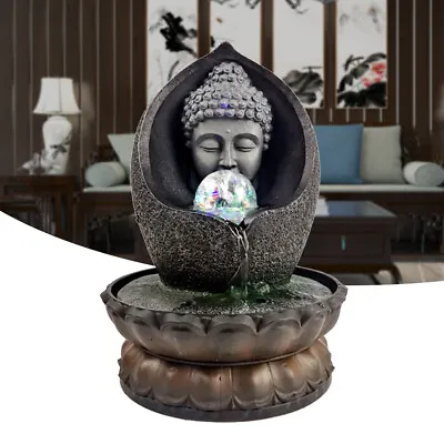 Buddha Tabletop Water Fountain LED Light Zen Meditation Indoor Waterfall Feature • $26.99