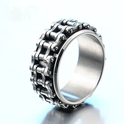 Motorcycle Chain Spinning Ring Stainless Steel Biker Chain Spinner Wedding Ring • $12.98