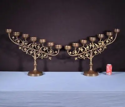 21  Tall Vintage French Pair Of Gilt Bronze Church Candelabra/Candlesticks • $855