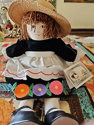 VTG Mary Engelbreit 1994 Lilah Doll Original 20  Black Velvet Dress Apron Hat • $39.99