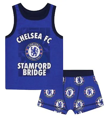 Chelsea FC Boys Vest & Boxer Shorts Set Kids OFFICIAL Football Gift • £4.99