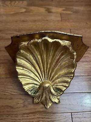 Vintage HandCarved Wood Wall Shelf Corbel Sconce Gold Gild Shell ITALY FLORENTIA • $50