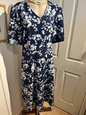 $19.95 • Buy Jacqui E Womens Black Floral Short Sleeve Dress Plus Size 20 Smart Casual