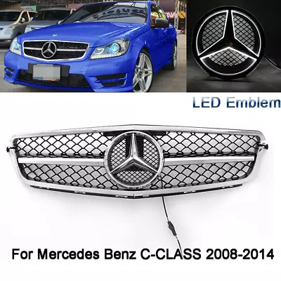 For Mercedes-Benz W204 C300 C350 2008-2014 Chrome AMG Grille Grill W/LED Emblem  • $80.21