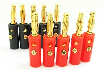 10 Pack 4mm Gold Plated Audio Speaker Wire Cable Screw Banana Plug Connector • $4.50