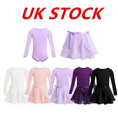 UK Girls Kids Ballet Dance Dress Gymnastics Leotard Wrap Skirt Dancewear Costume • £10.29