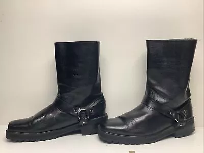 Vtg Mens Unbranded Harness Motorcycle Black Boots Size 12 D • $26.99