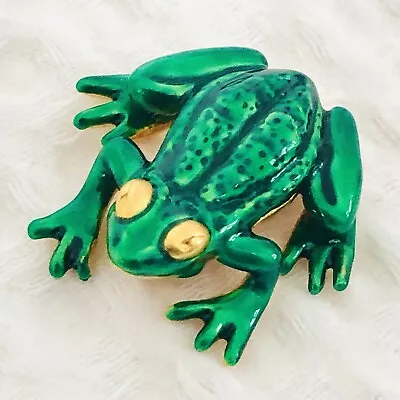 Vintage MMA Metropolitan Museum Of Art Green Enamel Frog 24K GP Brooch/Pin  QQ26 • $20