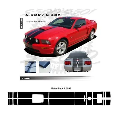 Ford Mustang GT 2005-2009 W/ Hood Scoop Stripes Graphic Kit - Matte Black • $184.99