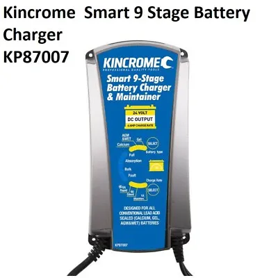 KINCROME KP87007 Smart 9-Stage Battery Charger & Maintainer 24 Volt 1A/4A/6A NEW • $139.30