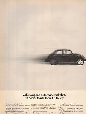 Vintage 1968 Volkswagen's Automatic Stick Shift VW Bug Ad • $9.89