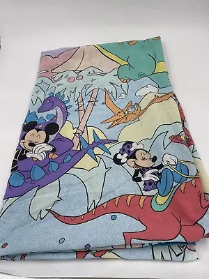 RARE Vintage Disney Stone Age Mickey Minnie Dinosaur Twin Flat Fitted Sheet • $149.99