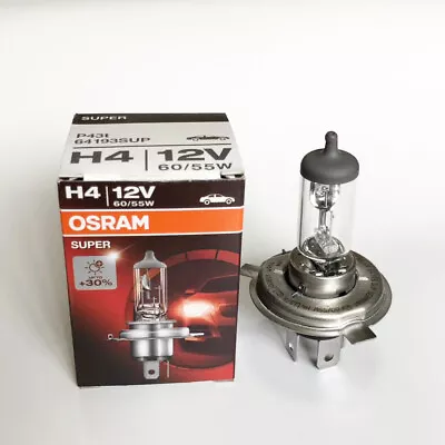 OSRAM 64193SUP H4 12V 60/55W P43t SUPER Car Headlight Bulb +30% Light  • $12.50