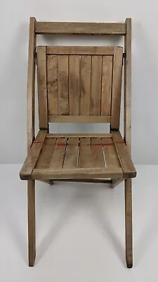 Vintage Simmons Folding Wooden Chair Church Dining Wedding Primitive Slat Seat • $54.90