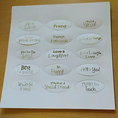 Craftwork Cards - Gold Foiled Oval Sentiments - Mixed Sentiments 2 - 2 6  Sheets • £3