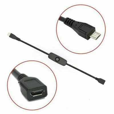 Micro USB Power Supply Extension Cable On Off Switch For Pi Android Raspberry • £5.22