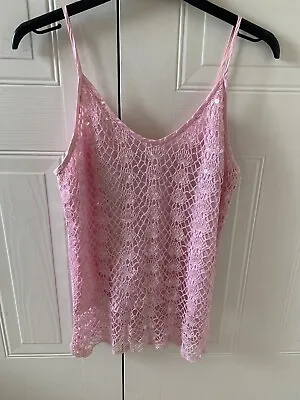 Pink Strappy Netted Top Charlotte Halton Size 16  • £10.50
