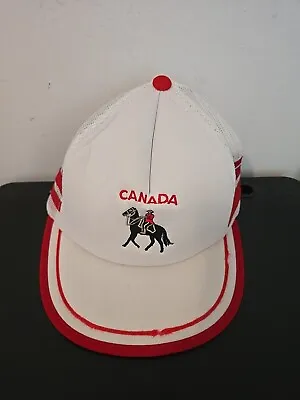 Vtg Stitched Canada Mountie Trucker Hat  Snapback 3 Red Stripes Foam Inside • $39.99