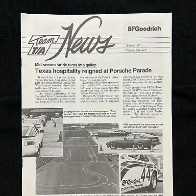 Original VINTAGE 1987 BFGOODRICH TEAM TA PERFORMANCE NEWSLETTER Racing TIRES • $25