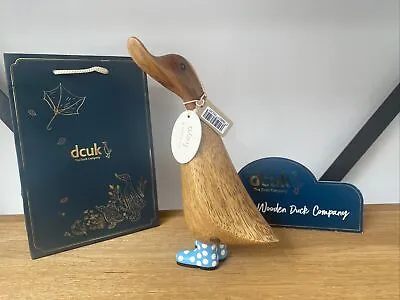 £15 • Buy DCUK The Original Wooden Duck Company Blue Spotty Polka Dot Wellies - ‘Freya’