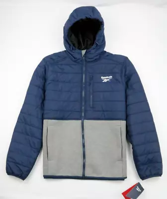 Reebok Mens Active Hybrid Puffer Softshell Jacket Sz XL Blue Gray Embroidered • $49.95
