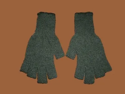 Military Style Open Finger Gloves Od Green Fingerless Liners 85% Wool 15% Nylon • $10.95