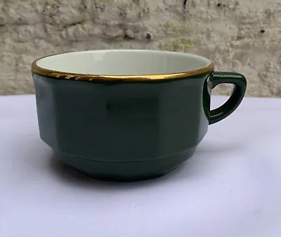 £5.99 • Buy Large Apilco Green With Gold Band Coffee Cup French Bistro Ware Nice Condition